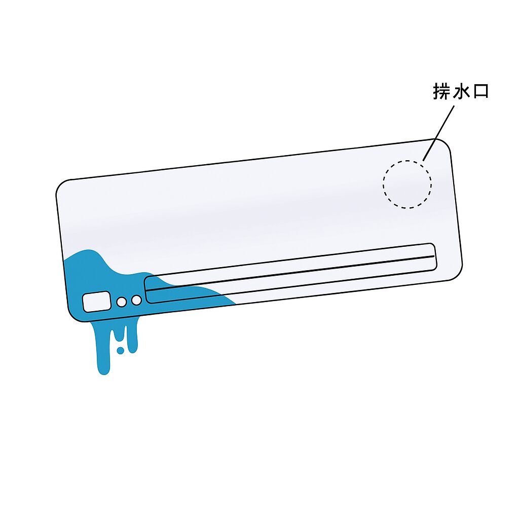 エアコン室内機の勾配不良による水漏れ